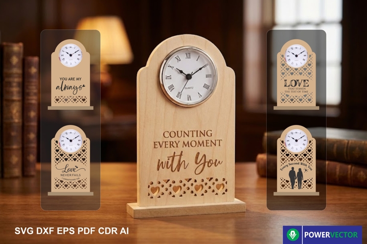 Love Desk Clock Svg, Sweet Couple Clock Laser Cut Design