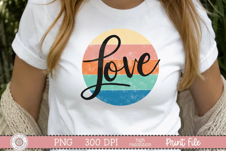 Retro Circle Love Sublimation Design | Valentine’s Day PNG