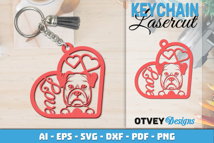 Love Dog Keychain | Laser Cut Pet Lover