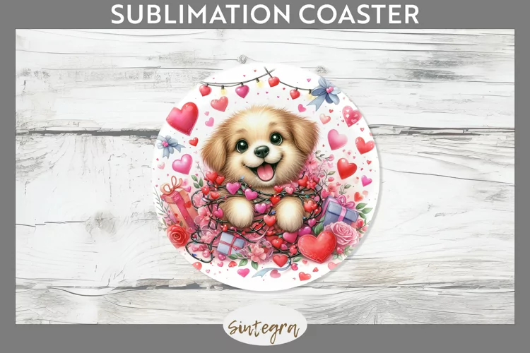 Love Dog v1 Round Coaster Sublimation