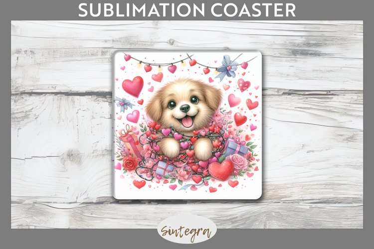 Love Dog v1 Square Coaster Sublimation example image 1