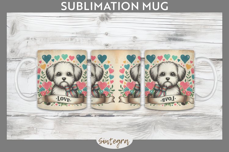 Love Dog v10 Mug Wrap Sublimation example image 1