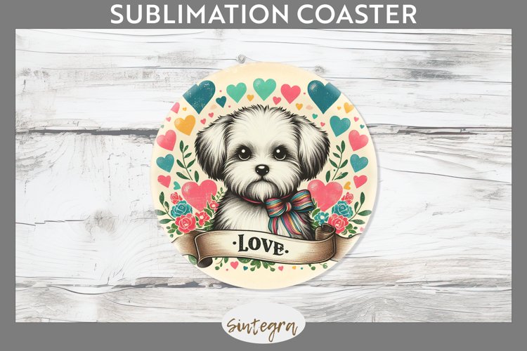 Love Dog v10 Round Coaster Sublimation example image 1