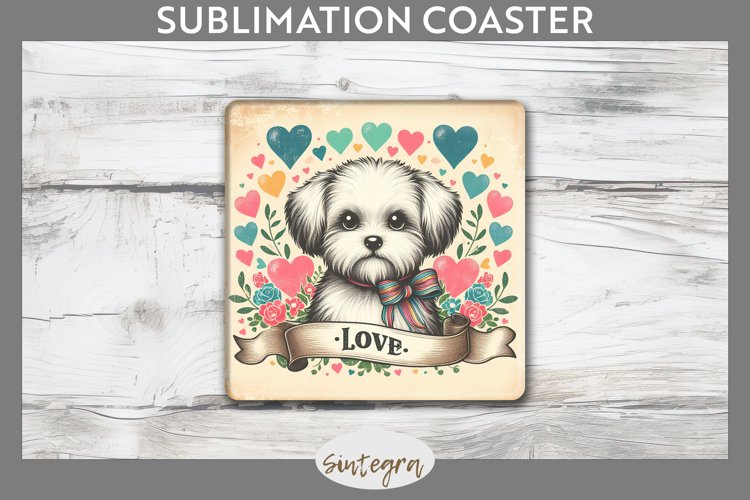 Love Dog v10 Square Coaster Sublimation example image 1