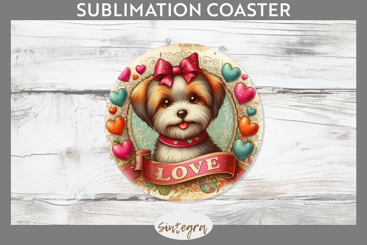 Love Dog v11 Round Coaster Sublimation example image 1