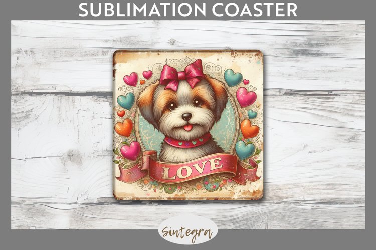 Love Dog v11 Square Coaster Sublimation example image 1