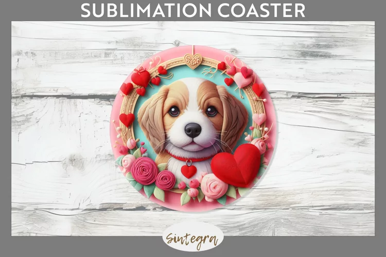 Love Dog v12 Round Coaster Sublimation