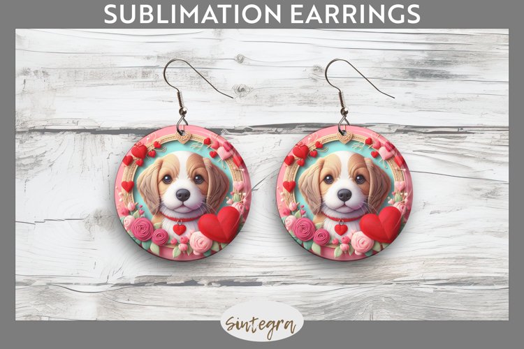 Love Dog v12 Round Earrings Sublimation