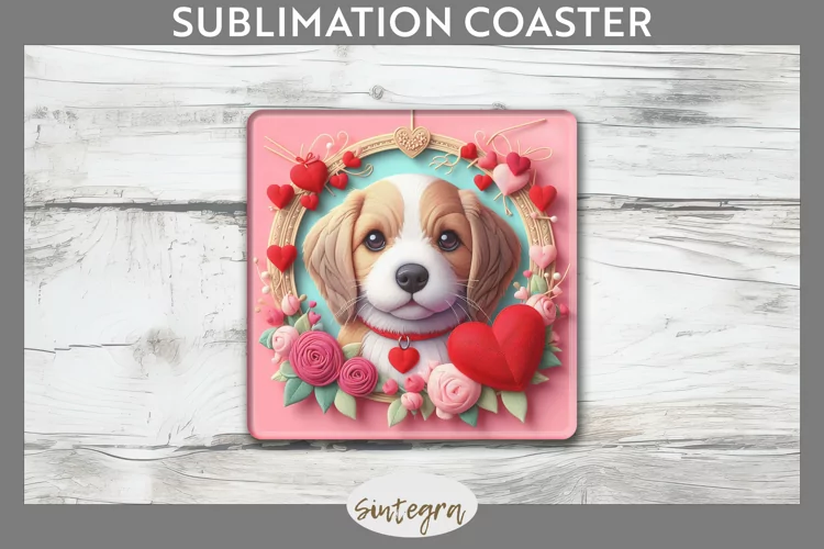 Love Dog v12 Square Coaster Sublimation