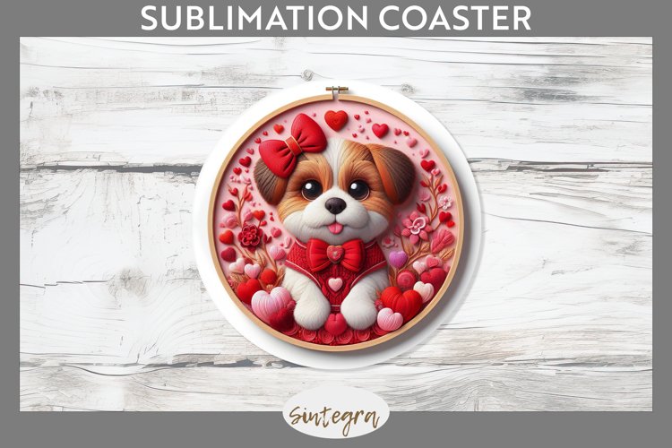 Love Dog v14 Round Coaster Sublimation example image 1