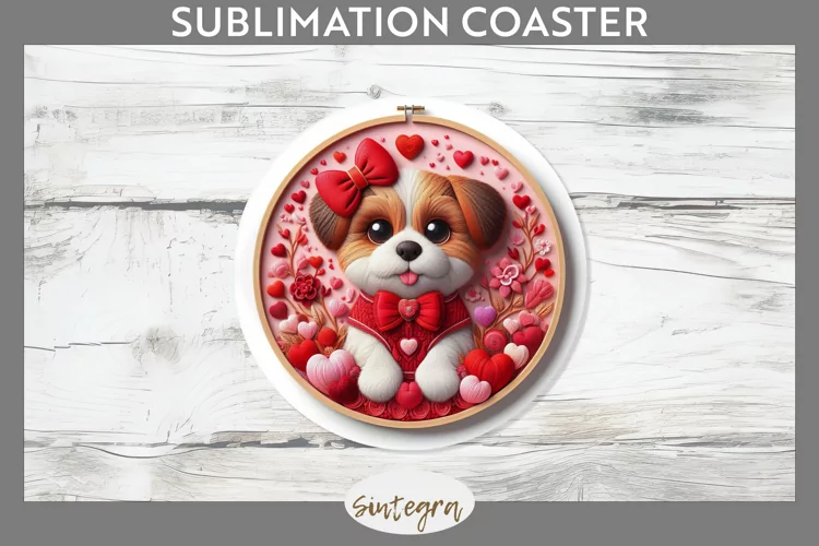 Love Dog v14 Round Coaster Sublimation