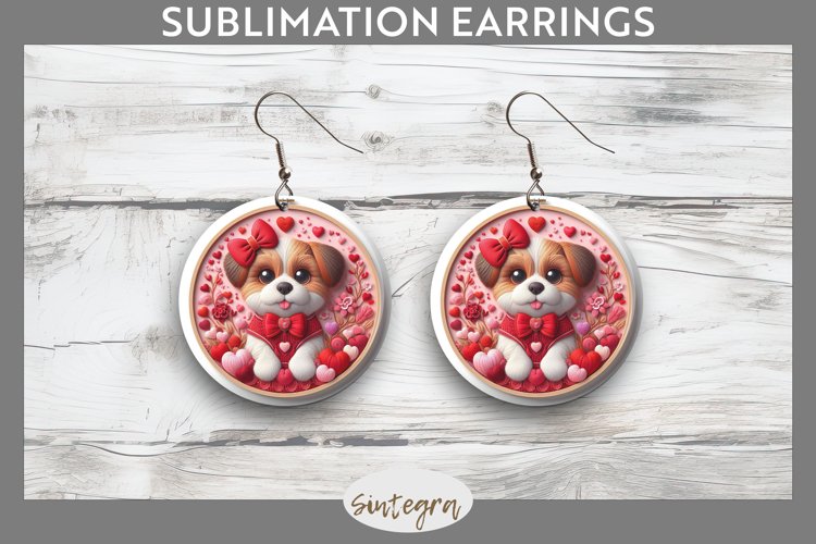 Love Dog v14 Round Earrings Sublimation