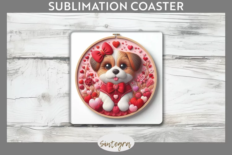 Love Dog v14 Square Coaster Sublimation