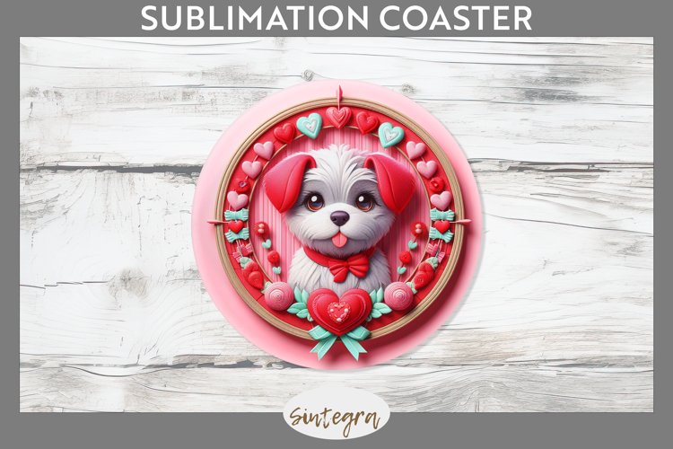 Love Dog v15 Round Coaster Sublimation