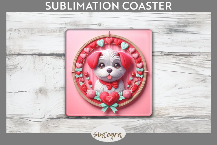 Love Dog v15 Square Coaster Sublimation example image 1
