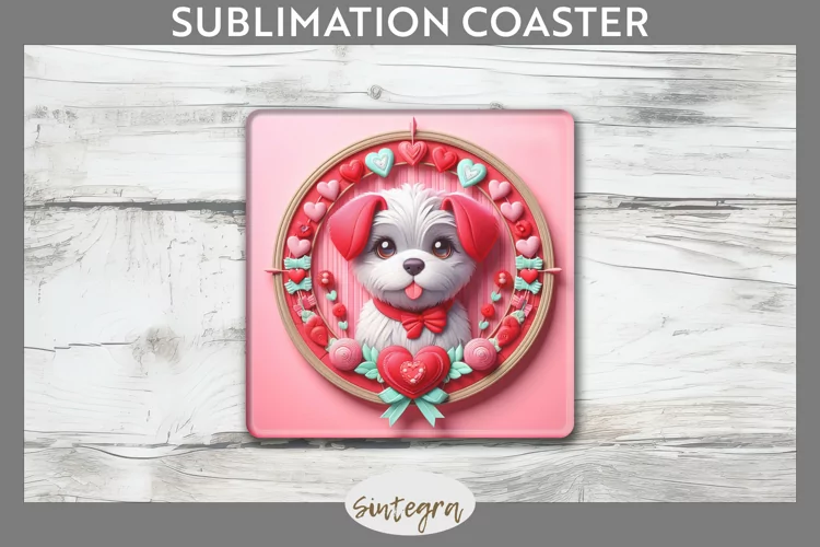 Love Dog v15 Square Coaster Sublimation