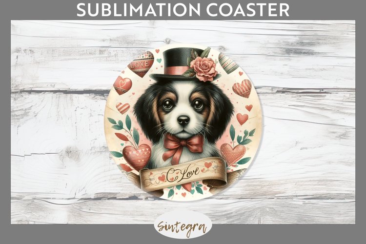 Love Dog v16 Round Coaster Sublimation example image 1