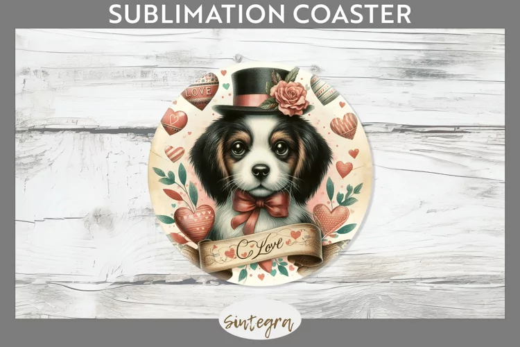 Love Dog v16 Round Coaster Sublimation