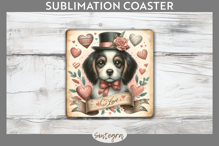 Love Dog v16 Square Coaster Sublimation example image 1