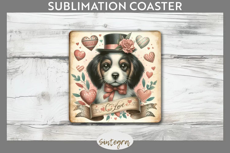 Love Dog v16 Square Coaster Sublimation