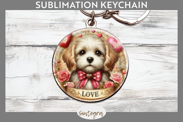 Love Dog v17 Round Keychain Sublimation