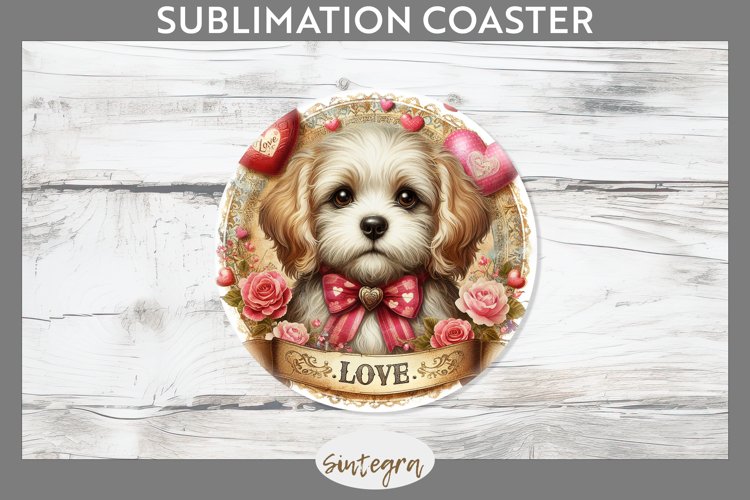 Love Dog v17 Round Coaster Sublimation example image 1