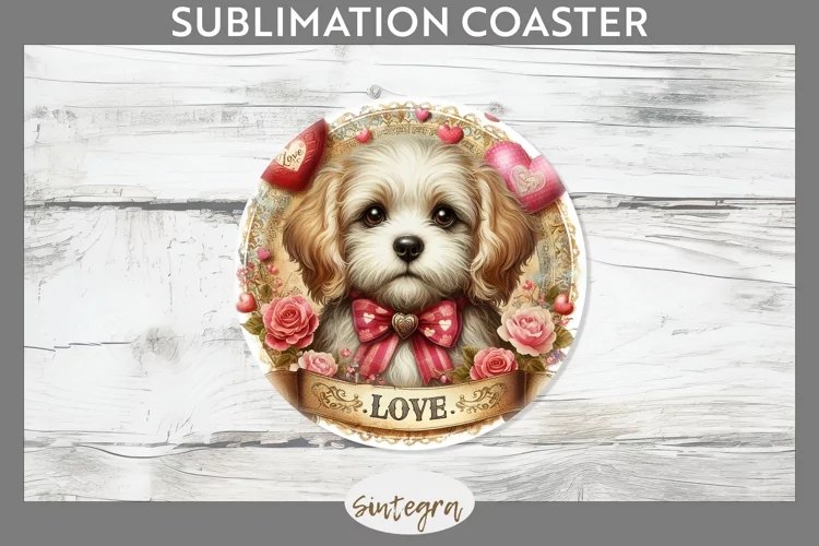 Love Dog v17 Round Coaster Sublimation