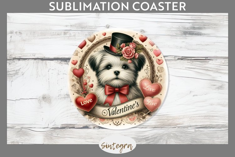Love Dog v18 Round Coaster Sublimation example image 1