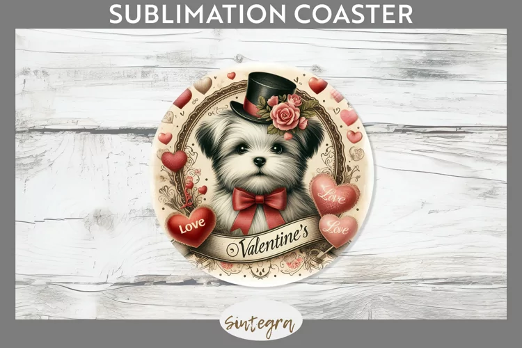 Love Dog v18 Round Coaster Sublimation