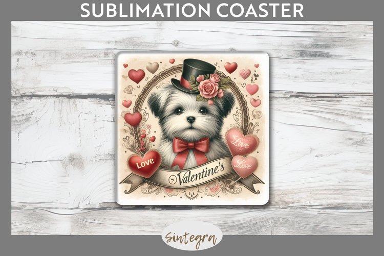 Love Dog v18 Square Coaster Sublimation example image 1