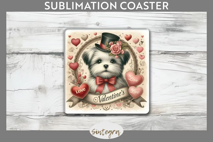 Love Dog v18 Square Coaster Sublimation