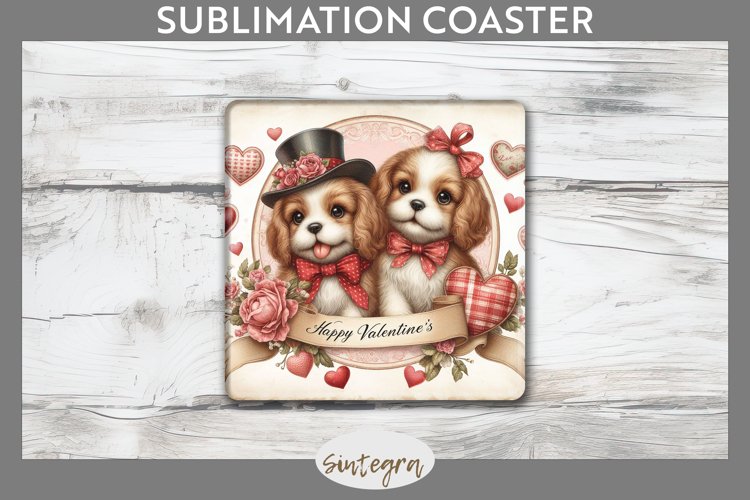 Love Dog v19 Square Coaster Sublimation example image 1
