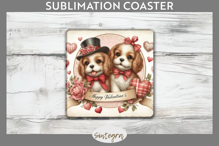 Love Dog v19 Square Coaster Sublimation