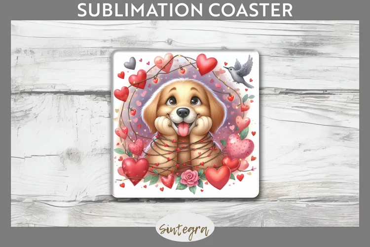 Love Dog v2 Square Coaster Sublimation