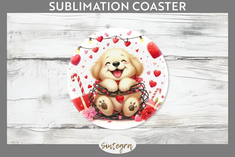 Love Dog v3 Round Coaster Sublimation