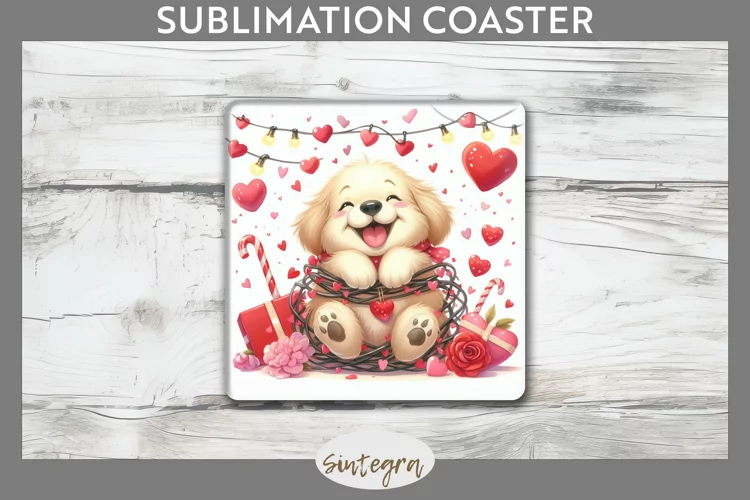 Love Dog v3 Square Coaster Sublimation