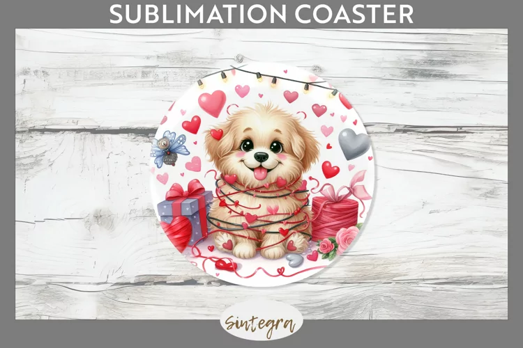 Love Dog v4 Round Coaster Sublimation
