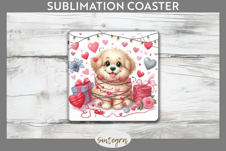 Love Dog v4 Square Coaster Sublimation