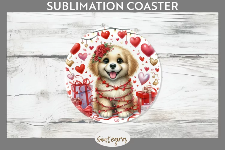 Love Dog v5 Round Coaster Sublimation