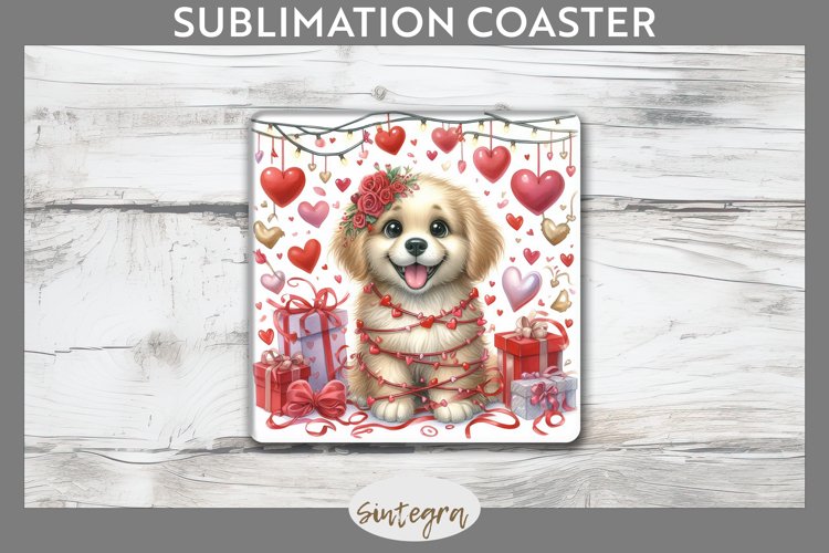 Love Dog v5 Square Coaster Sublimation example image 1