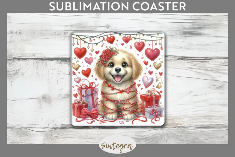 Love Dog v5 Square Coaster Sublimation
