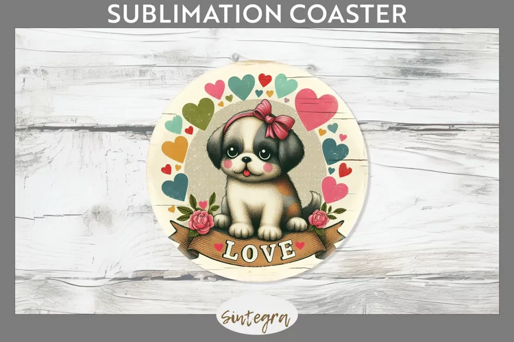 Love Dog v6 Round Coaster Sublimation