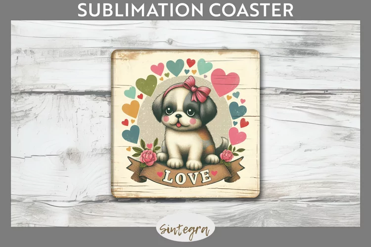 Love Dog v6 Square Coaster Sublimation
