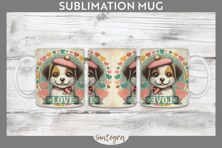 Love Dog v7 Mug Wrap Sublimation example image 1