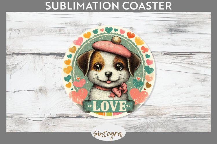 Love Dog v7 Round Coaster Sublimation example image 1