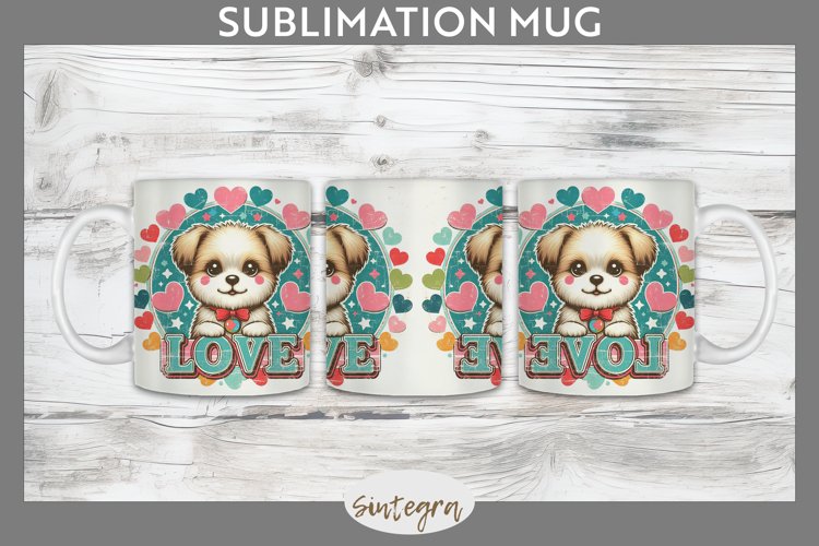Love Dog v8 Mug Wrap Sublimation example image 1