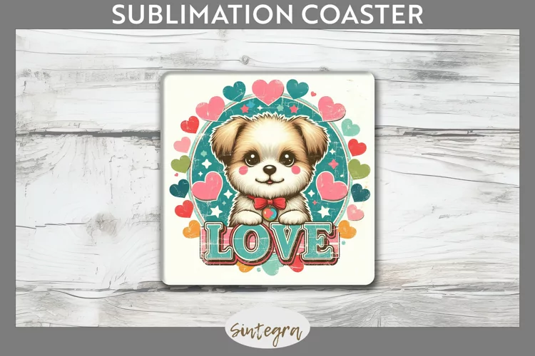 Love Dog v8 Square Coaster Sublimation