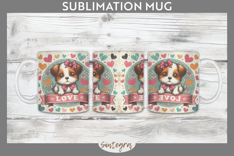 Love Dog v9 Mug Wrap Sublimation example image 1