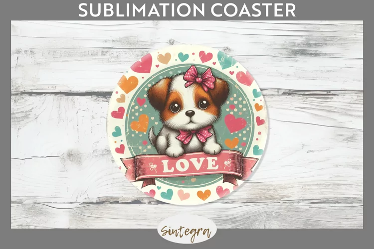 Love Dog v9 Round Coaster Sublimation