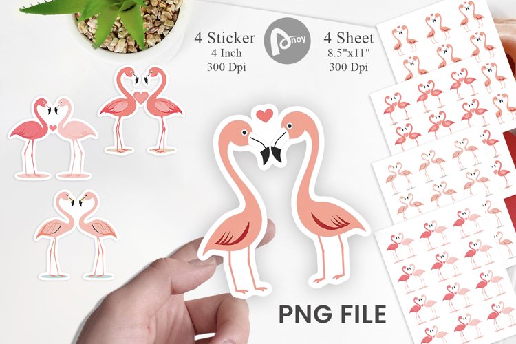 Sticker Love Flamingo